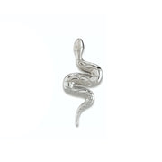 Single 14K white gold snake earring, slightly angled view emphasizing the serpent head and body curve