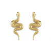 14K yellow gold snake earrings pair, front view showing coiled snake with diamond-cut scale texture