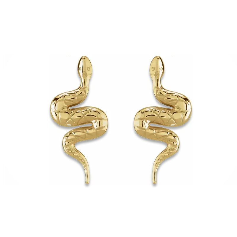 Gold Snake 14K Gold Earrings