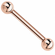 Solid 14k rose gold straight barbell body jewelry