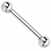 Solid 14k white gold straight barbell body jewelry