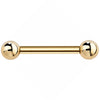 Solid 14k yellow gold straight barbell body jewelry