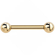 Solid 14k yellow gold straight barbell body jewelry