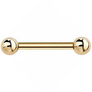 Solid 14k yellow gold straight barbell body jewelry