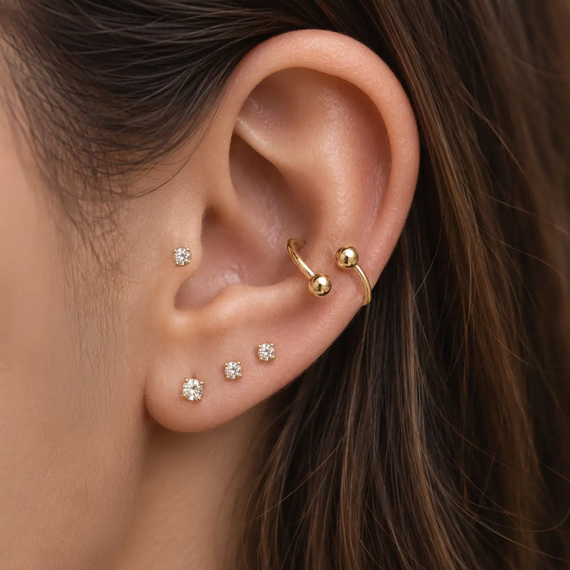 14K Gold Spike Twister Spiral Barbell