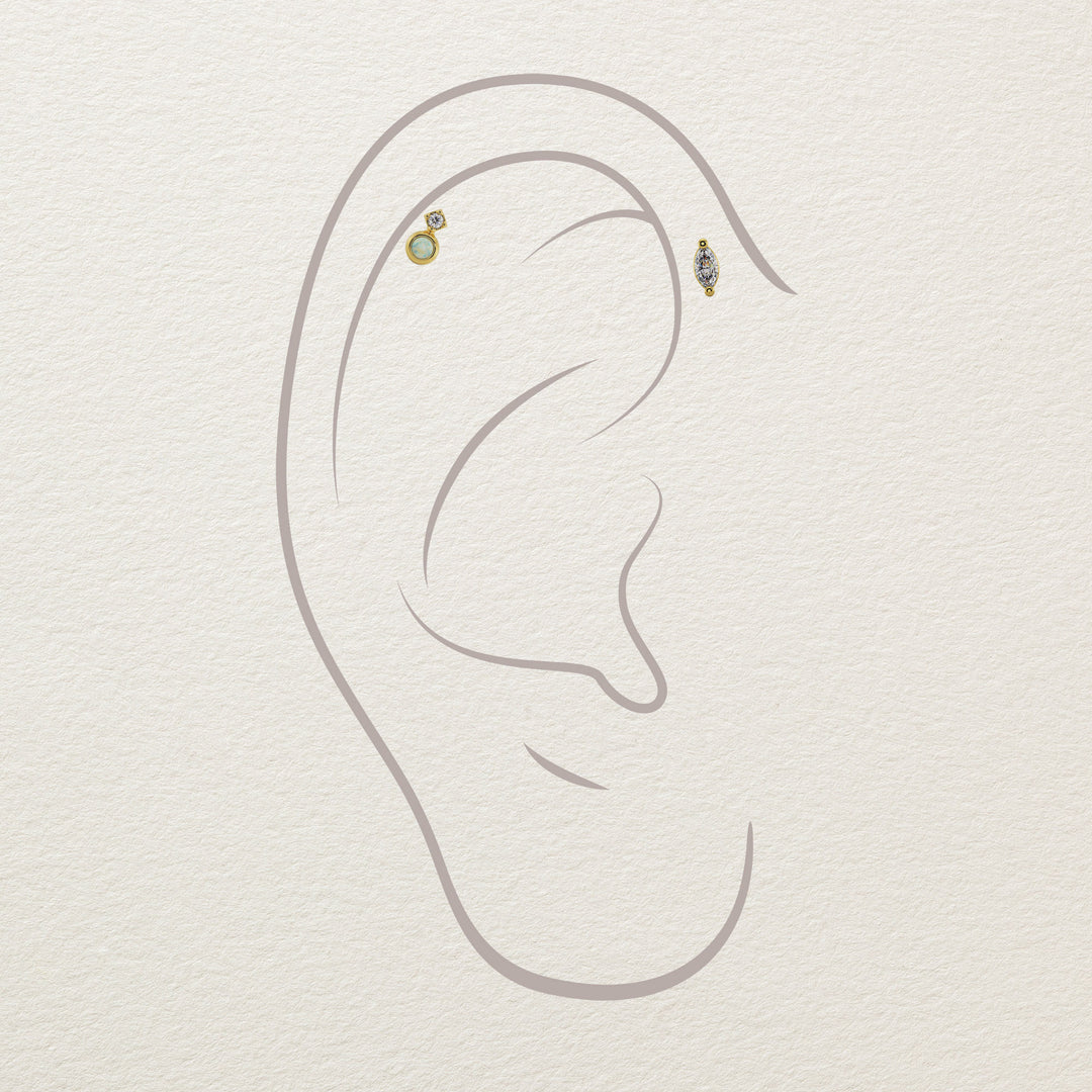 Harmony Duo Opal & Diamond Piercing Stud End