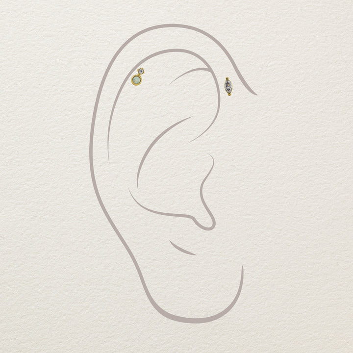 Harmony Duo Opal & Diamond Piercing Stud End