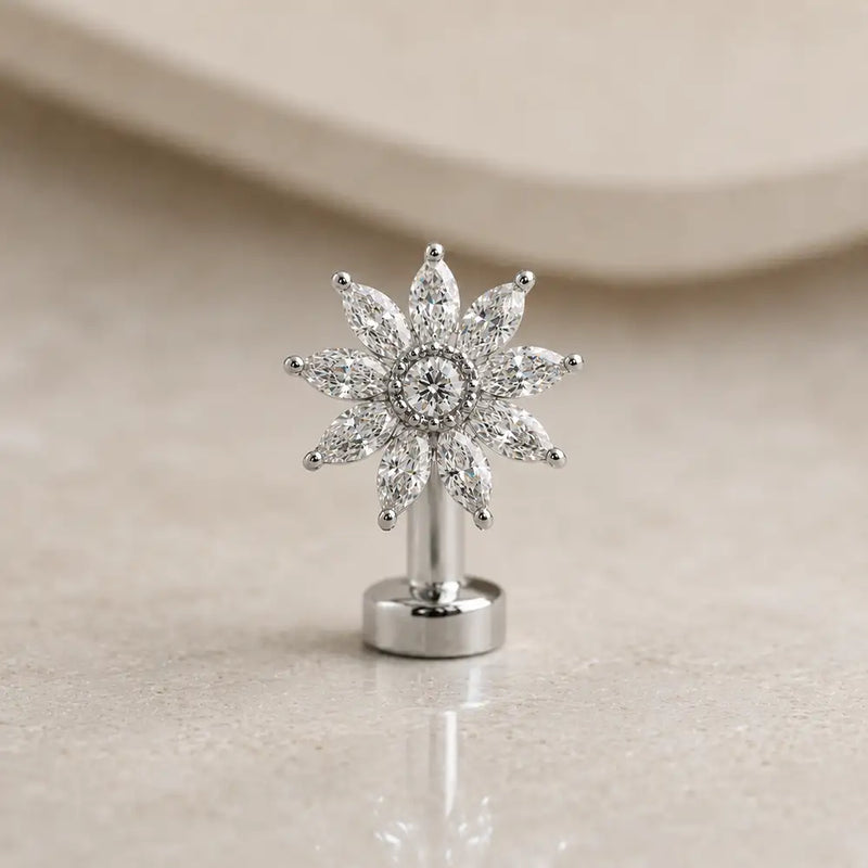 Jasmine floating navel ring in 14k white gold - for navel piercings