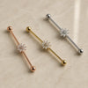 Jasmine industrial barbell in solid 14k gold - for ear industrial piercings, collection group shot