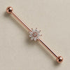14k rose gold Jasmine diamond industrial barbell