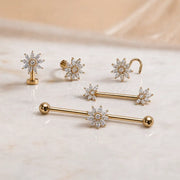 Arrangement of Jasmine styles in 14k gold and diamonds