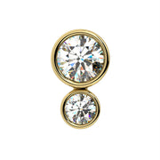 14k yellow gold diamond bubble flat back stud large size, straight front view showing size difference on white background
