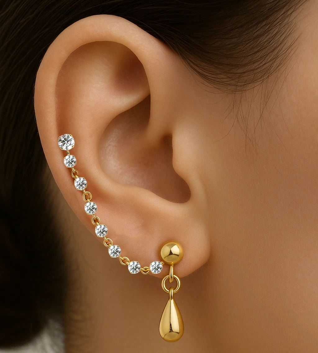 Brilliant Lyra Earring Connector - Diamond or CZ