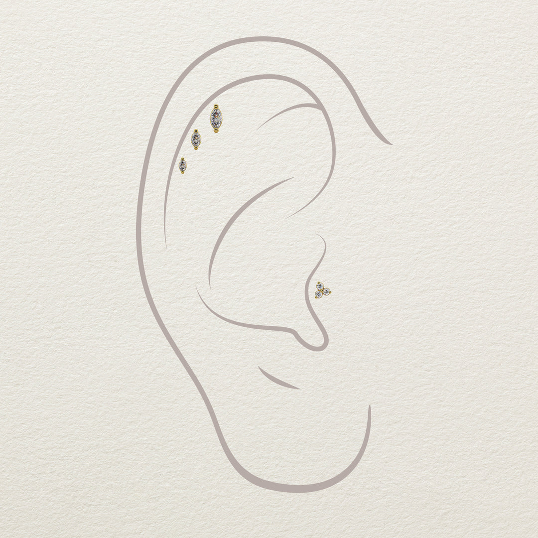 Diamond (VS1) Marquise Solitaire Piercing Stud End