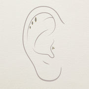 Diagram showing marquise diamond flat back studs placed in helix and conch piercing positions