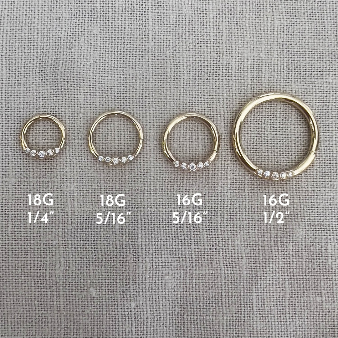 Mini Climber Diamond 14K Seam Ring Hoop Sizes