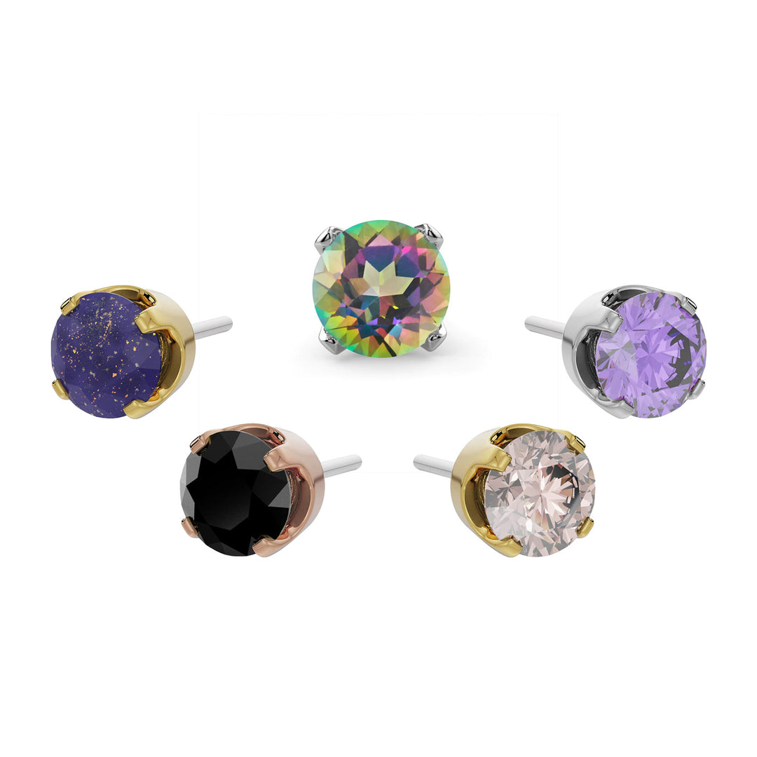 3mm Gemstone Solitaire Piercing Stud End