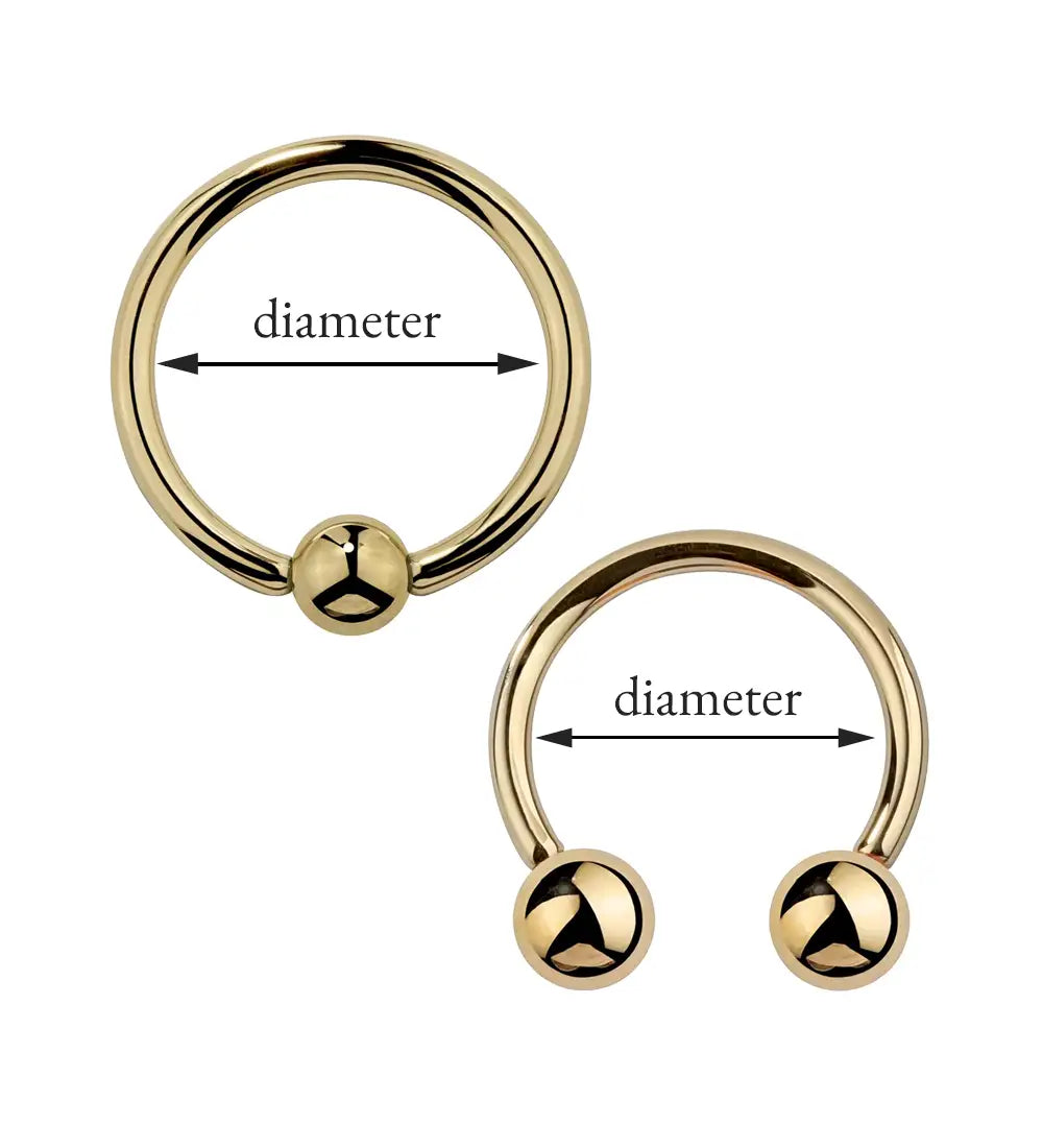 how to measure a hoop diameter for a captive bead ring and a circular barbell