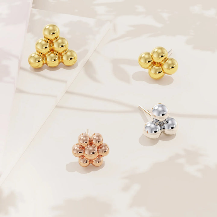 Quad Bead Cluster and Trinity Diamond Piercing Stud Gift Set