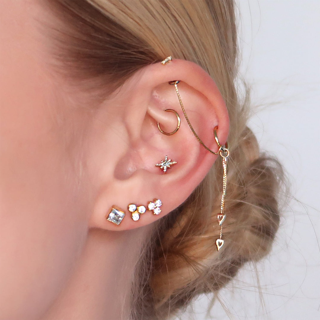 Diamond Trinity Bezel Cartilage Stud Earring