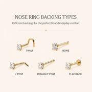 Reina London Blue Topaz Nose Ring in solid 14k gold with crown-set london blue topaz - for nostril piercings