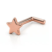 14K rose gold star nose ring, 2mm star charm, L post