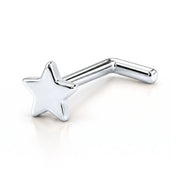 14K white gold star nose ring, 2mm star charm, L post