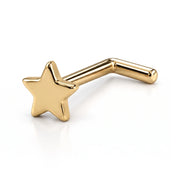 14K yellow gold star nose ring, 2mm star charm, L post