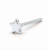 14K white gold star nose ring, 2mm star charm, straight post