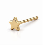 14K yellow gold star nose ring, 2mm star charm, straight post