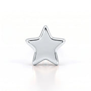 14K white gold star nose ring, front view of the star charm
