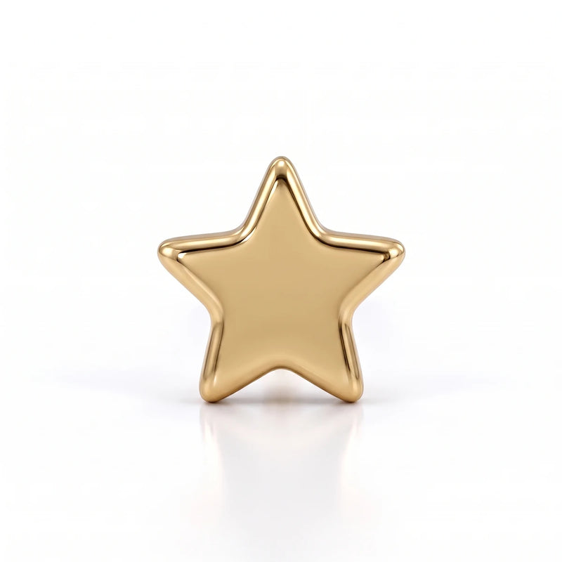 14K yellow gold star nose ring, front view of the star charm