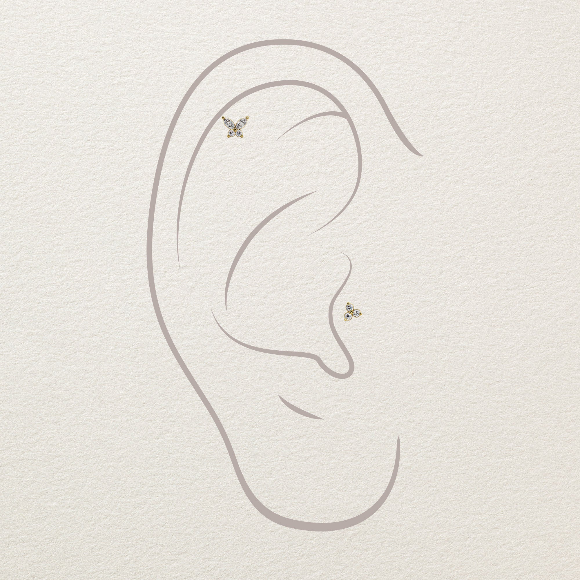 Papillon Diamond Butterfly Piercing Stud End