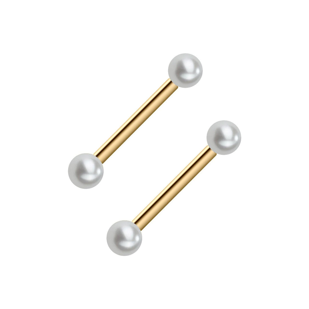 Pearl Straight Barbell Nipple Ring Gift Set