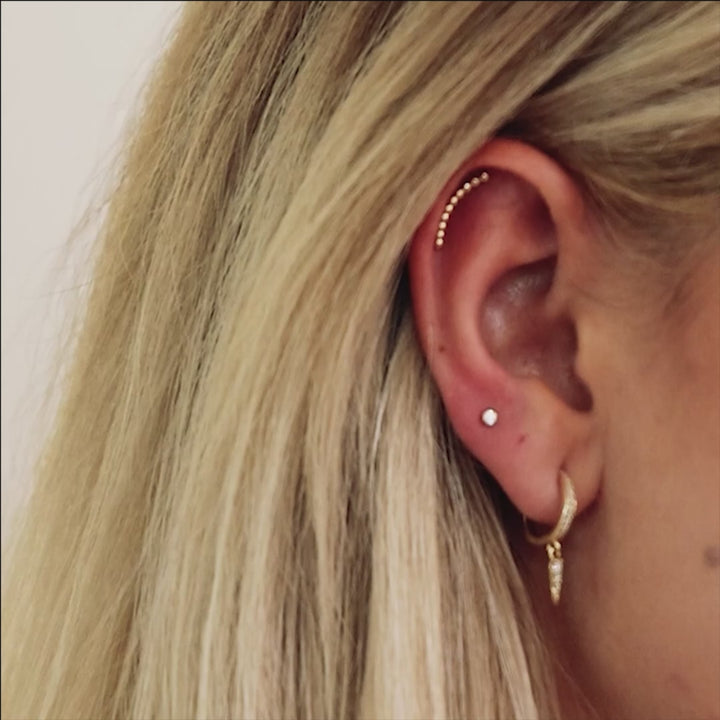 Diamond Spike 14k Gold Hinged Dangle Hoop Earrings video