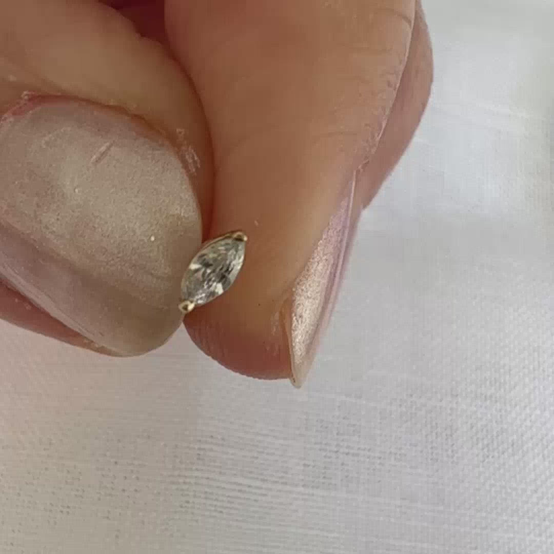 Diamond Marquise Solitaire Piercing Stud