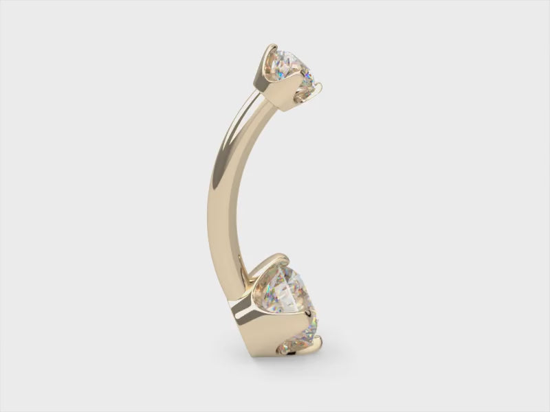 Petite Cubic Zirconia 14K Gold Navel Ring