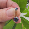 Blue CZ - Round Double Gem 14k Gold Navel Ring