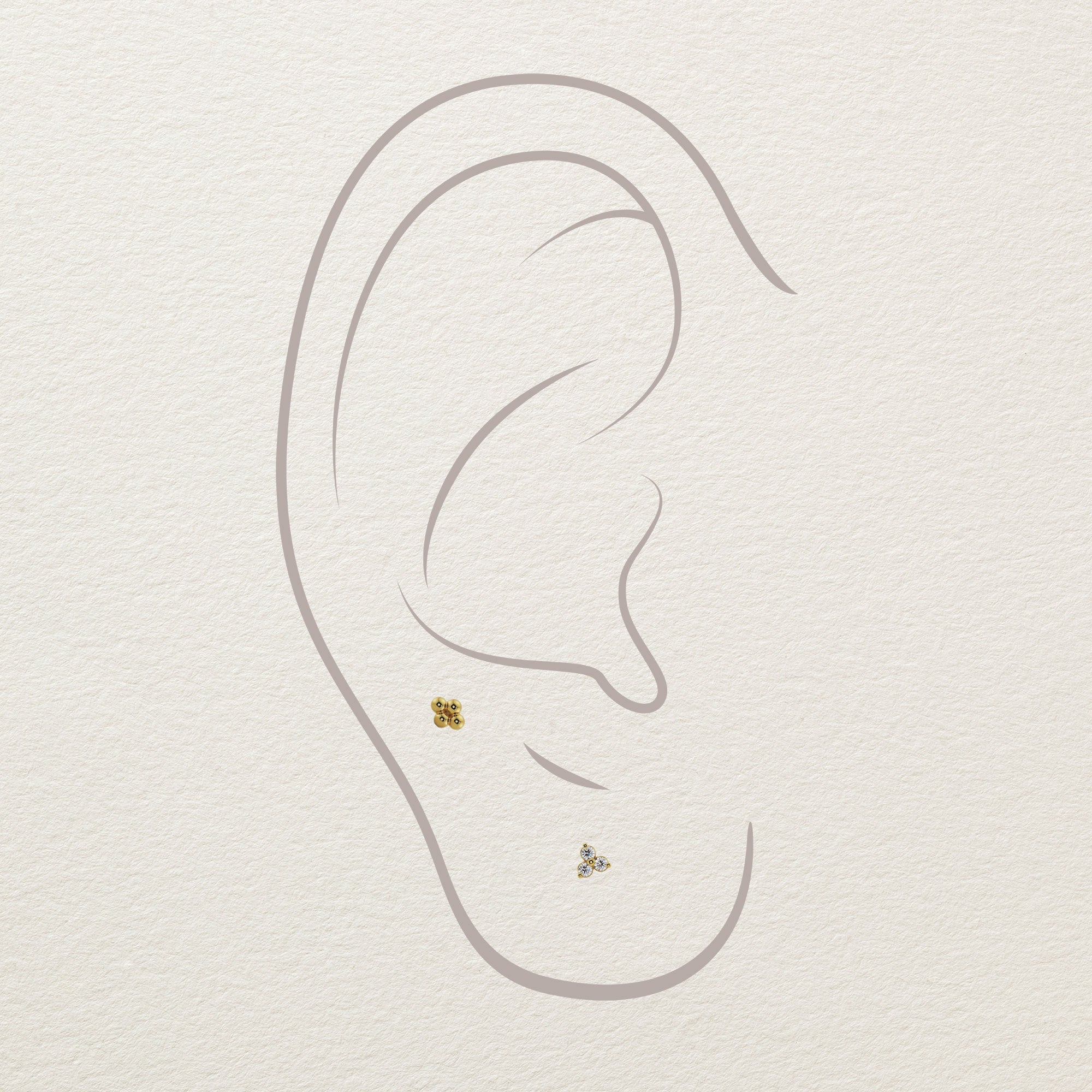 Quad Bead Cluster Piercing Stud End