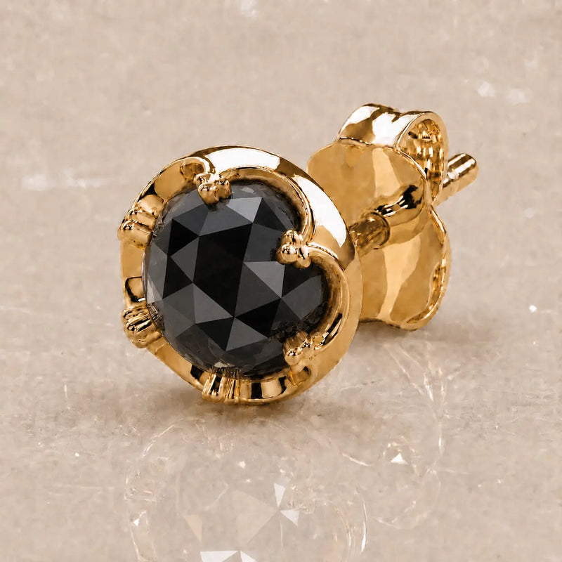 Reina Rose Cut Black Diamond Stud Earring