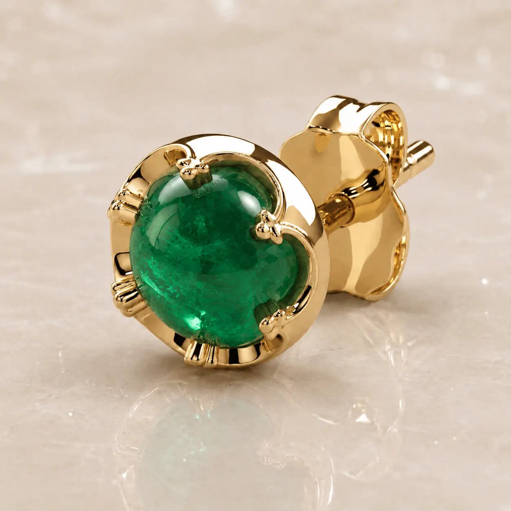 Reina Zambian Emerald Stud Earring | Solid 14k Gold – FreshTrends