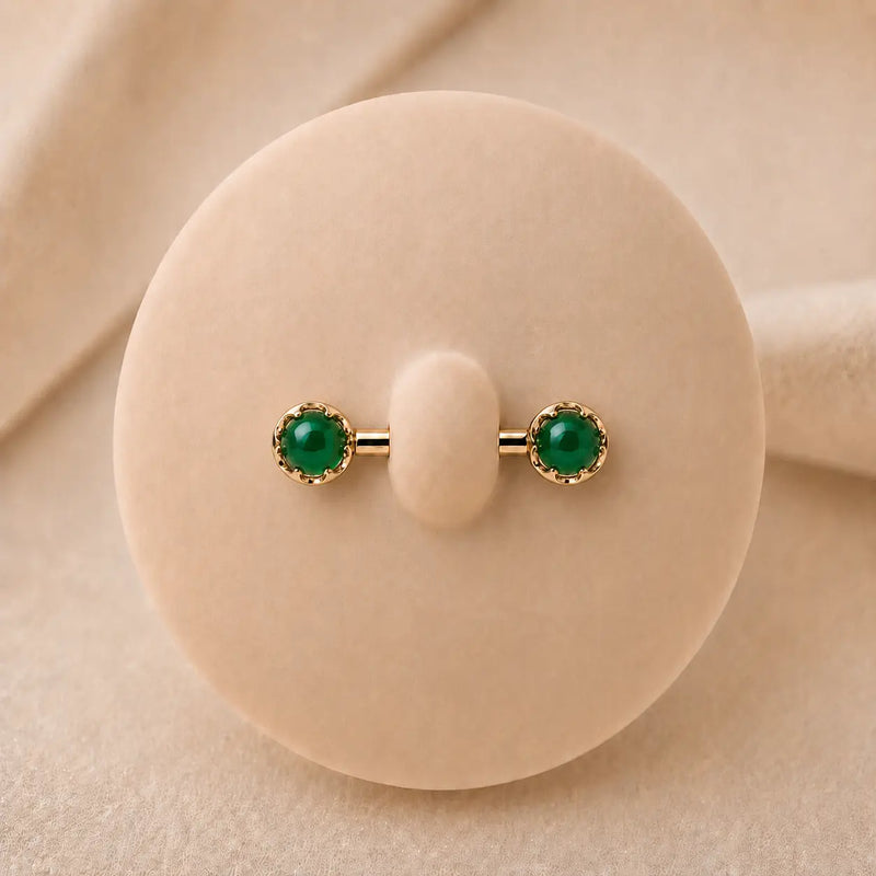Reina Diamond or Gemstone Nipple Barbell
