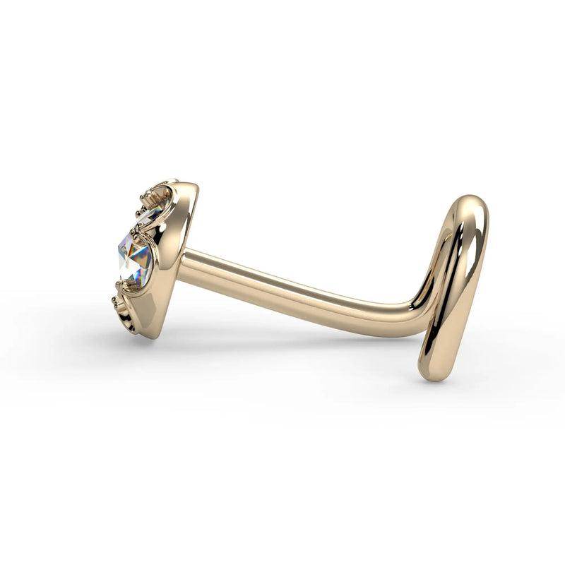 Reina London Blue Topaz Nose Ring in solid 14k gold with crown-set london blue topaz - for nostril piercings
