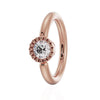 14k rose gold diamond Perlage fixed bead ring with milgrain bezel setting, angled front view