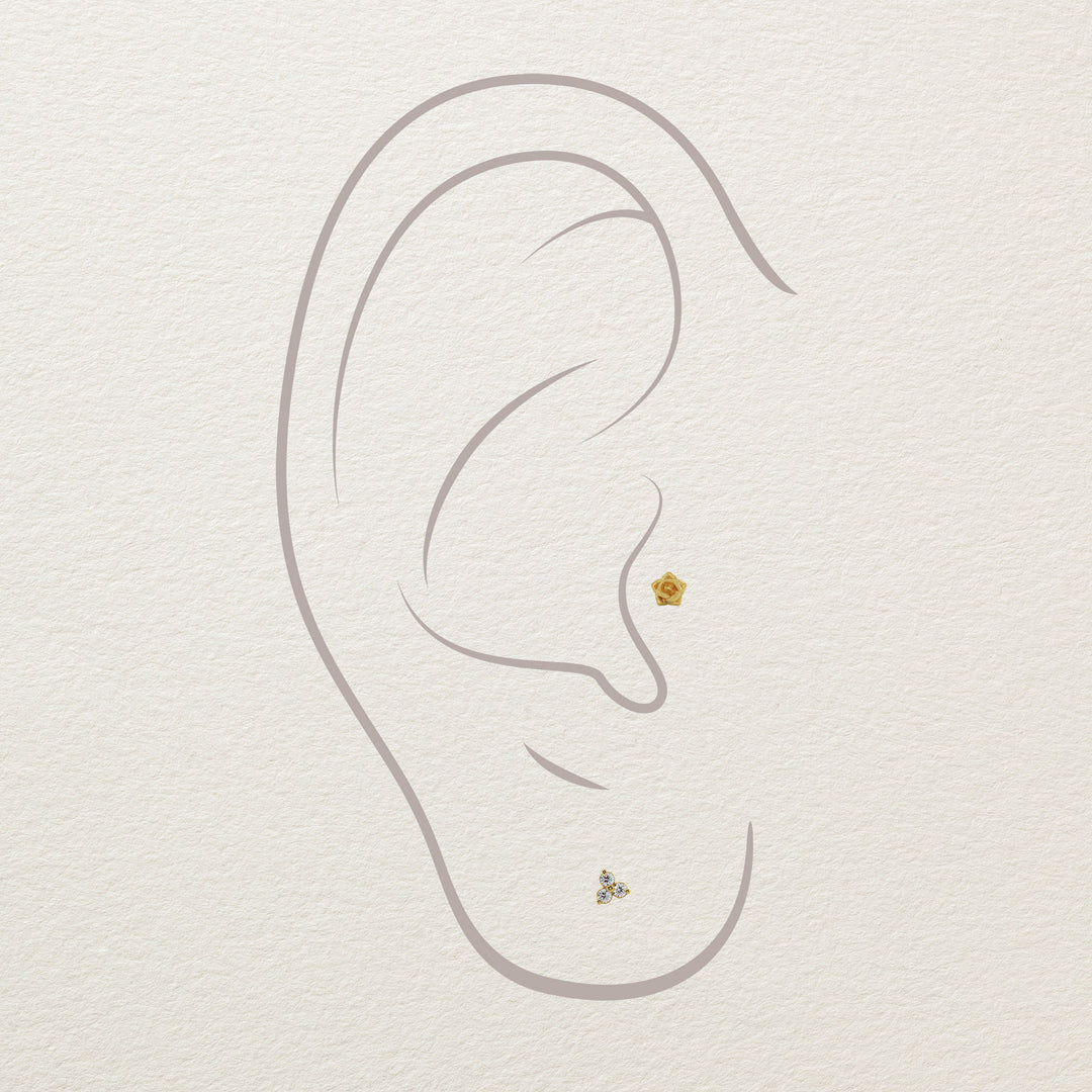 Gold Rose Flower Piercing Stud End