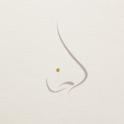 14k yellow gold rose threadless end shown in illustrated nose piercing for size and placement reference