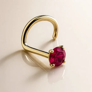 Genuine Ruby 14K Gold Nose Ring