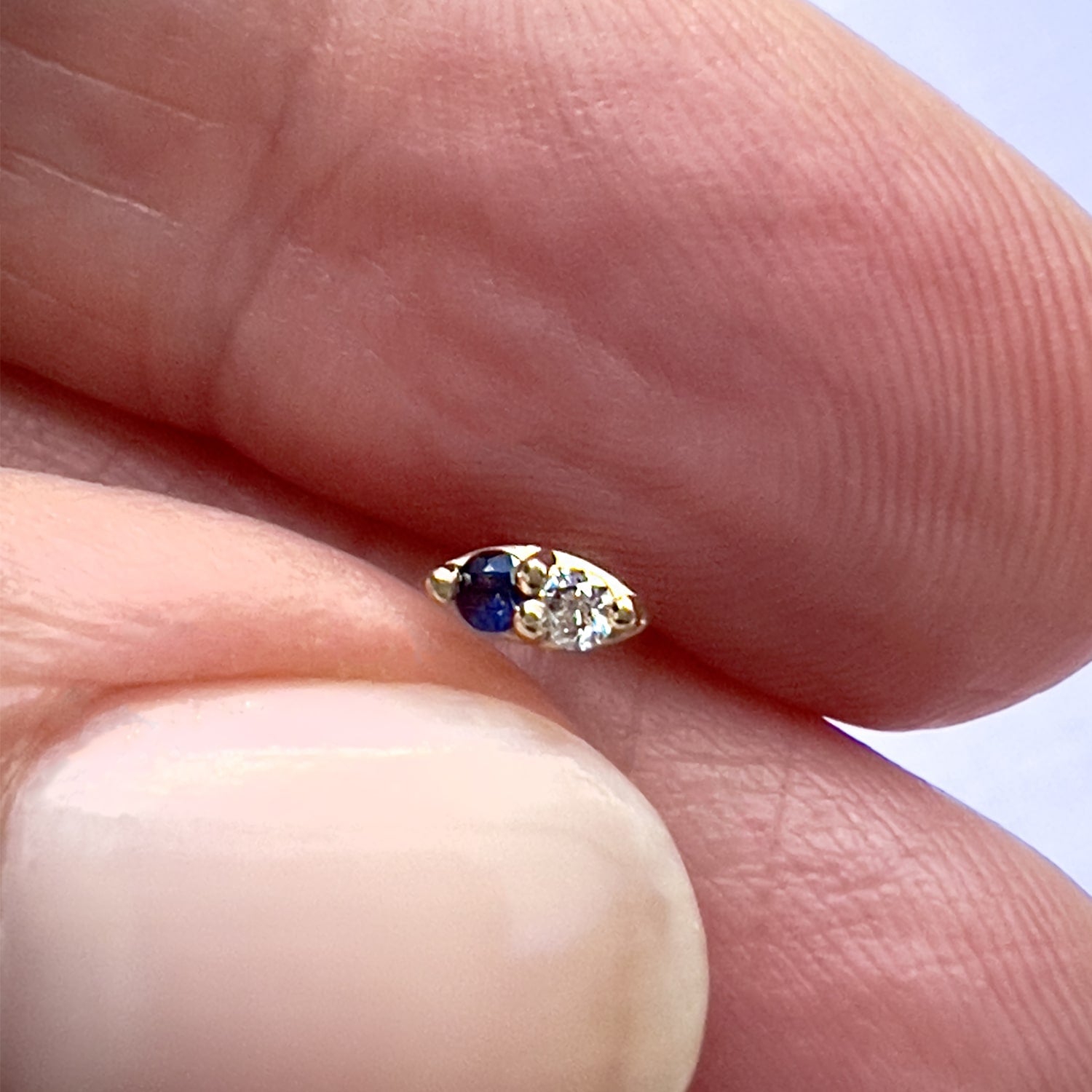 Sapphire & Diamond 14K Gold Nose Ring