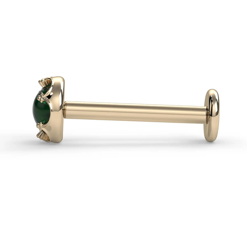 Reina Zambian Emerald Nose Ring in solid 14k gold with crown-set zambian emerald - for nostril piercings
