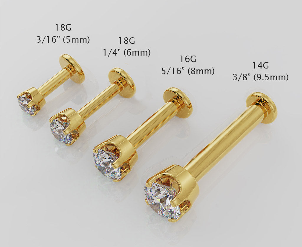 Length Size Chart for Piercing Jewelry